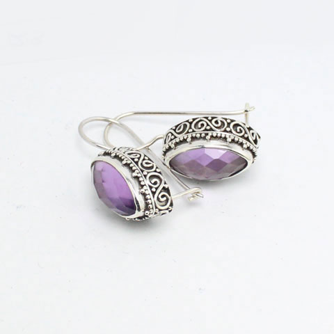 Bali Silver Moon stone earring