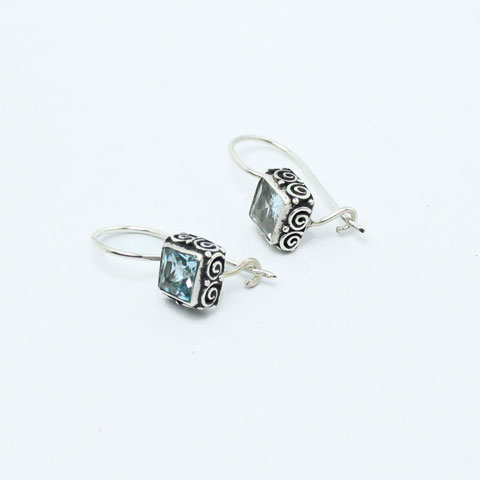 Bali Silver Moon stone earring